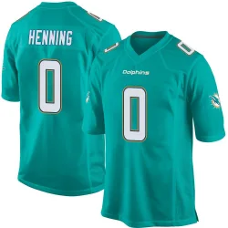 Men's A.J. Henning Miami Dolphins No.0 Game Team Color Jersey - Aqua
