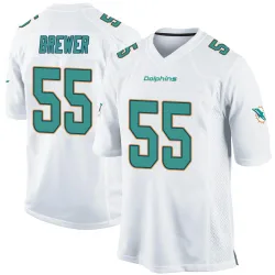 Men's Aaron Brewer Miami Dolphins No.55 Game Jersey - White