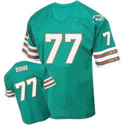 Men's Adam Joseph Duhe Miami Dolphins No.77 Authentic Aqua Team Color Throwback Jersey - Green