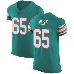 Men's Addison West Miami Dolphins No.65 Elite Aqua Alternate Vapor Untouchable Jersey - Green