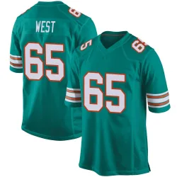 Men's Addison West Miami Dolphins No.65 Game Alternate Jersey - Aqua