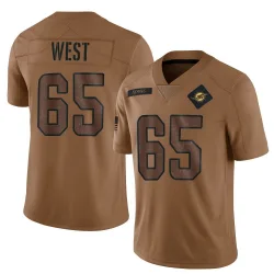 Men's Addison West Miami Dolphins No.65 Limited 2023 Salute To Service Jersey - Brown