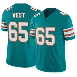 Men's Addison West Miami Dolphins No.65 Limited Alternate Vapor F.U.S.E. Jersey - Aqua