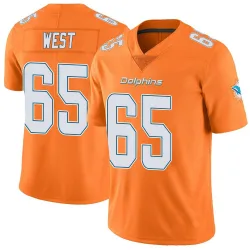 Men's Addison West Miami Dolphins No.65 Limited Color Rush Jersey - Orange