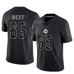 Men's Addison West Miami Dolphins No.65 Limited Reflective Jersey - Black