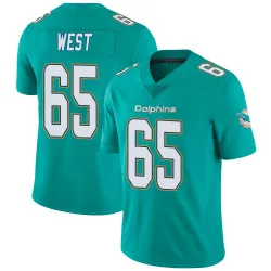 Men's Addison West Miami Dolphins No.65 Limited Team Color Vapor Untouchable Jersey - Aqua