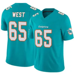 Men's Addison West Miami Dolphins No.65 Limited Vapor F.U.S.E. Jersey - Aqua