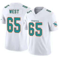 Men's Addison West Miami Dolphins No.65 Limited Vapor F.U.S.E. Jersey - White