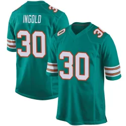 Men's Alec Ingold Miami Dolphins No.30 Game Alternate Jersey - Aqua