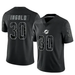 Men's Alec Ingold Miami Dolphins No.30 Limited Reflective Jersey - Black