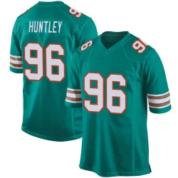 Men's Alex Huntley Miami Dolphins No.96 Game Alternate Jersey - Aqua