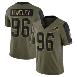 Men's Alex Huntley Miami Dolphins No.96 Limited 2021 Salute To Service Jersey - Olive