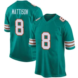 Men's Alexander Mattison Miami Dolphins No.8 Game Alternate Jersey - Aqua