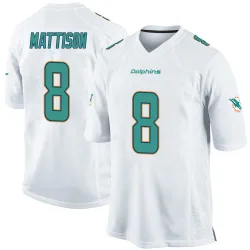 Men's Alexander Mattison Miami Dolphins No.8 Game Jersey - White