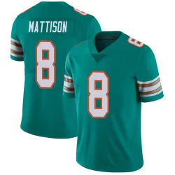 Men's Alexander Mattison Miami Dolphins No.8 Limited Alternate Vapor Untouchable Jersey - Aqua