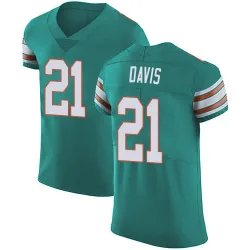 Men's Ashtyn Davis Miami Dolphins No.21 Elite Aqua Alternate Vapor Untouchable Jersey - Green