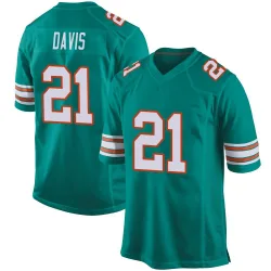 Men's Ashtyn Davis Miami Dolphins No.21 Game Alternate Jersey - Aqua