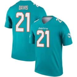 Men's Ashtyn Davis Miami Dolphins No.21 Legend Jersey - Aqua