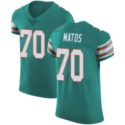 Men's Bayron Matos Miami Dolphins No.70 Elite Aqua Alternate Vapor Untouchable Jersey - Green