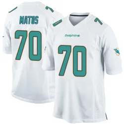 Men's Bayron Matos Miami Dolphins No.70 Game Jersey - White