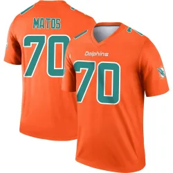 Men's Bayron Matos Miami Dolphins No.70 Legend Inverted Jersey - Orange