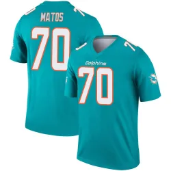 Men's Bayron Matos Miami Dolphins No.70 Legend Jersey - Aqua