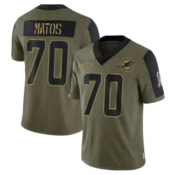 Men's Bayron Matos Miami Dolphins No.70 Limited 2021 Salute To Service Jersey - Olive