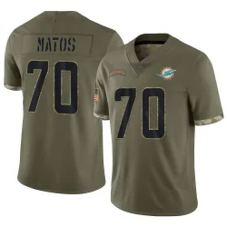 Men's Bayron Matos Miami Dolphins No.70 Limited 2022 Salute To Service Jersey - Olive