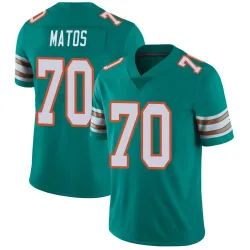 Men's Bayron Matos Miami Dolphins No.70 Limited Alternate Vapor Untouchable Jersey - Aqua