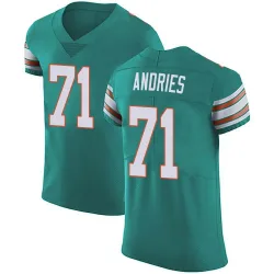Men's Blaise Andries Miami Dolphins No.71 Elite Aqua Alternate Vapor Untouchable Jersey - Green