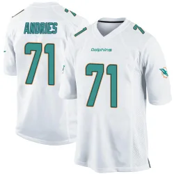 Men's Blaise Andries Miami Dolphins No.71 Game Jersey - White