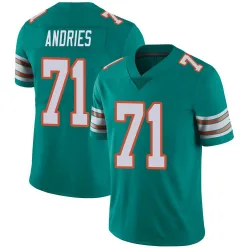 Men's Blaise Andries Miami Dolphins No.71 Limited Alternate Vapor Untouchable Jersey - Aqua