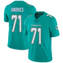 Men's Blaise Andries Miami Dolphins No.71 Limited Team Color Vapor Untouchable Jersey - Aqua