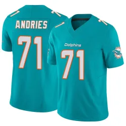 Men's Blaise Andries Miami Dolphins No.71 Limited Vapor F.U.S.E. Jersey - Aqua