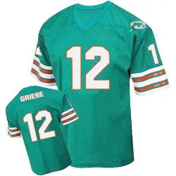 Men's Bob Griese Miami Dolphins No.12 Authentic Aqua Team Color Throwback Jersey - Green