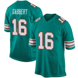 Men's Brett Gabbert Miami Dolphins No.16 Game Alternate Jersey - Aqua