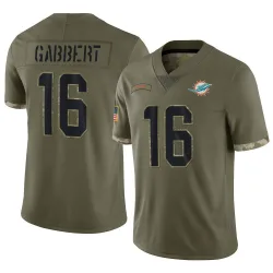 Men's Brett Gabbert Miami Dolphins No.16 Limited 2022 Salute To Service Jersey - Olive