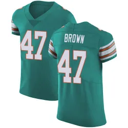Men's Cam Brown Miami Dolphins No.47 Elite Aqua Alternate Vapor Untouchable Jersey - Green