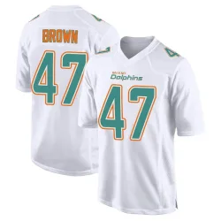 Men's Cam Brown Miami Dolphins No.47 Game Fashion Jersey - White