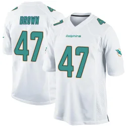 Men's Cam Brown Miami Dolphins No.47 Game Jersey - White