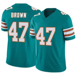 Men's Cam Brown Miami Dolphins No.47 Limited Alternate Vapor F.U.S.E. Jersey - Aqua