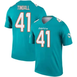 Men's Channing Tindall Miami Dolphins No.41 Legend Jersey - Aqua