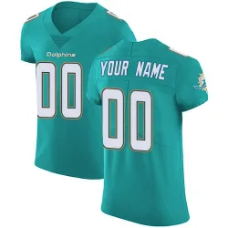 Men's Custom Miami Dolphins No.00 Elite Aqua Team Color Vapor Untouchable Jersey - Green