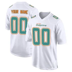 Men's Custom Miami Dolphins No.00 Game Fashion Jersey - White