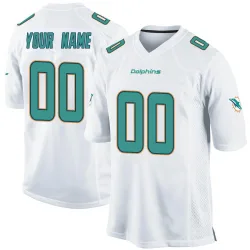 Men's Custom Miami Dolphins No.00 Game Jersey - White