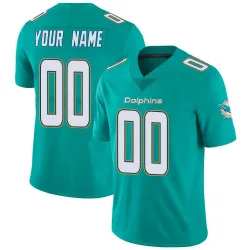 Men's Custom Miami Dolphins No.00 Limited Team Color Vapor Untouchable Jersey - Aqua