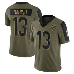 Men's Dan Marino Miami Dolphins No.13 Limited 2021 Salute To Service Jersey - Olive