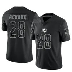 Men's De'Von Achane Miami Dolphins No.28 Limited Reflective Jersey - Black