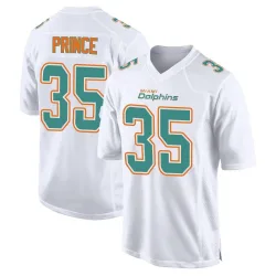 Men's Deneric Prince Miami Dolphins No.35 Game Fashion Jersey - White