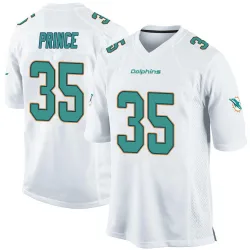 Men's Deneric Prince Miami Dolphins No.35 Game Jersey - White